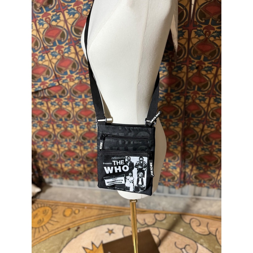 The Who Band Mini Crossbody Bag Black Nylon Concert Tour Music Accessory